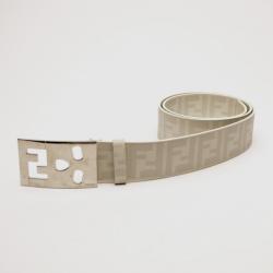 مملوكة مسبقًا Fendi White Monogram Leather Belt