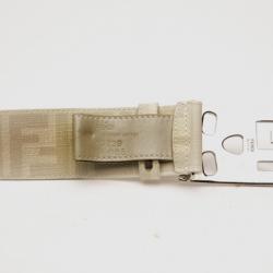 مملوكة مسبقًا Fendi White Monogram Leather Belt