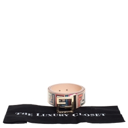 Pre Owned Fendi Multicolor Zucca Coated Canvas FF Logo Belt 90CM