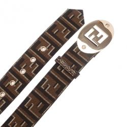 مملوكة مسبقًا حزام فندي زوكا كانفاس إبزيم الشعار 80سم