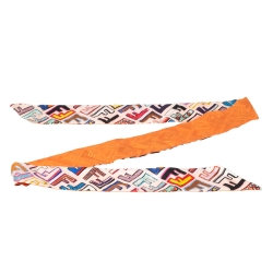 مملوكة مسبقًا Fendi Pink & Orange Fun Fair Silk Bandeau Scarf