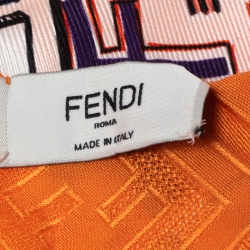 مملوكة مسبقًا Fendi Pink & Orange Fun Fair Silk Bandeau Scarf