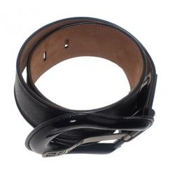 Pre Owned Fendi Black Leather B Buckle Belt 80CM