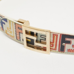 Fendi Multicolor Zucca Coated Canvas FF Logo Belt 85CM