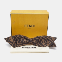 Pre Owned Fendi Brown Zucca Monogram Bow Hair Clip