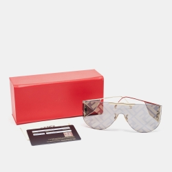 Pre Owned Fendi Black/Gold FF Motif Gradient Decor Sunglasses