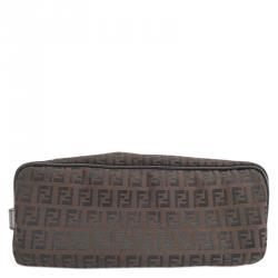 Pre Owned Fendi  Bi Color Zucchino Canvas Cosmetic Pouch