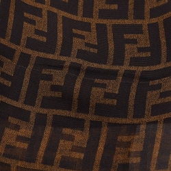 Pre Owned Fendi Brown Zucca Silk Chiffon Layered Scarf