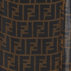 Pre Owned Fendi Brown Zucca Silk Chiffon Layered Scarf