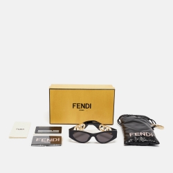 Pre Owned Fendi Black O’Lock FE400491 Cat Eye Sunglasses
