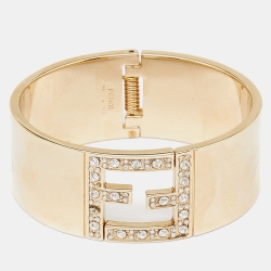 مملوكة مسبقًا Fendi Fendista Crystal Gold Tone Bracelet S