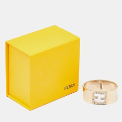 مملوكة مسبقًا Fendi Fendista Crystal Gold Tone Bracelet S