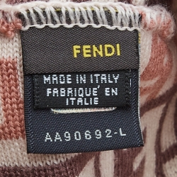 مملوكة مسبقًا Fendi Pink Zucca FF Wool Pom-Pom Beanie