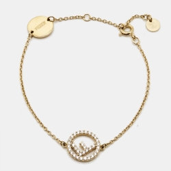 مملوكة مسبقًا Fendi F is Fendi Crystal Gold Tone Bracelet