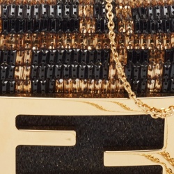 Pre Owned Fendi Black/Gold FF Beaded Nano Baguette Charm 
