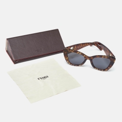 Pre Owned Fendi Havana FF/Grey F is Fendi FF0327/S Cat-Eye Sunglasses