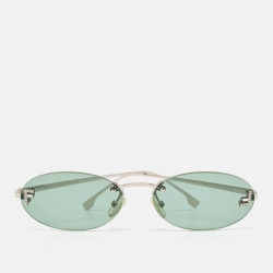Pre Owned Fendi Green/Silver FF4075US FF Crystals Oval Sunglasses