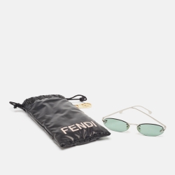 Pre Owned Fendi Green/Silver FF4075US FF Crystals Oval Sunglasses