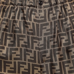 Pre Owned Fendi Brown Zucca Print Silk Trousers XS