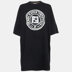 Black Printed Cotton Oversized T-Shirt