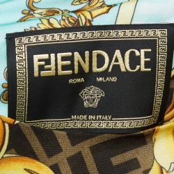 Pre Owned Fendace Fendi x Versace Multicolor Printed Jersey Ruched Mini Dress S