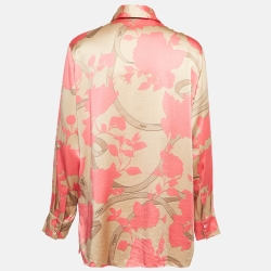 Pre Owned Fendi Rose Print Silk Camicia Shirt M