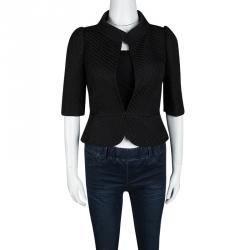 مملوكة مسبقًا Fendi Black Textured Short Sleeve Blazer S