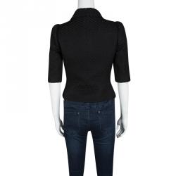 مملوكة مسبقًا Fendi Black Textured Short Sleeve Blazer S