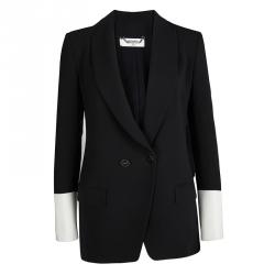 Pre Owned Fendi Black Wool Contrast Cuff Detail Tailored Blazer S