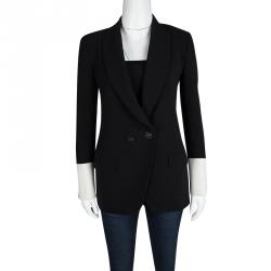 Pre Owned Fendi Black Wool Contrast Cuff Detail Tailored Blazer S
