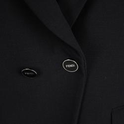 Pre Owned Fendi Black Wool Contrast Cuff Detail Tailored Blazer S