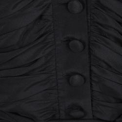 Pre Owned Fendi Black Silk Gathered Waist Tie Detail Long Sleeve Shirt M