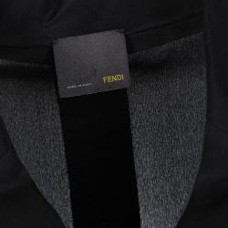 Pre Owned Fendi Black Silk Gathered Waist Tie Detail Long Sleeve Shirt M