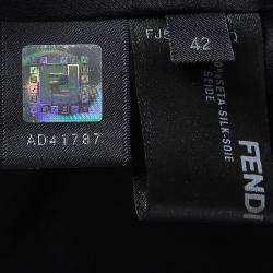 Pre Owned Fendi Black Silk Gathered Waist Tie Detail Long Sleeve Shirt M