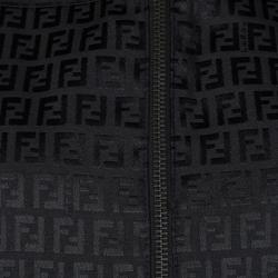 Pre Owned Fendi Black Zucca Pattern Zip Front Jacket M