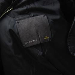 Pre Owned Fendi Black Zucca Pattern Zip Front Jacket M
