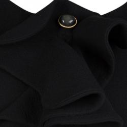 Pre Owned Fendi Black Crepe Ruffle Detail Cold Shoulder Dress M