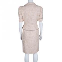 مملوكة مسبقًا Fendi Blush Pink Perforated Patterned Dress and Shrug Set M