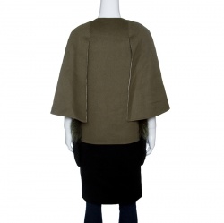 Fendi Colorblock Wool Dyed Fox Fur Pocket Detail Cape Coat S