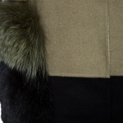 Fendi Colorblock Wool Dyed Fox Fur Pocket Detail Cape Coat S