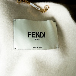 Fendi Colorblock Wool Dyed Fox Fur Pocket Detail Cape Coat S