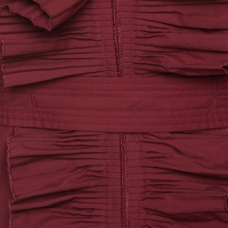 Pre Owned Fendi Red Ruffled Trim Flared Sleeve Belted Cocktail Dress S