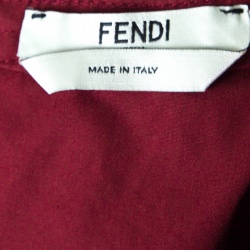 Pre Owned Fendi Red Ruffled Trim Flared Sleeve Belted Cocktail Dress S