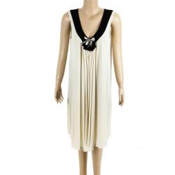 Pre Owned Fendi Gathered Monochrome Dress L
