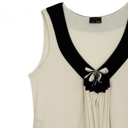 Pre Owned Fendi Gathered Monochrome Dress L