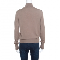 Pre Owned Fendi Mocha Wool Cut Out Neckline Detail Long Sleeve Sweater L