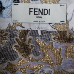 Pre Owned Fendi Metallic Floral Jacquard Tie Detail Apron Skirt S