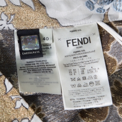 Pre Owned Fendi Metallic Floral Jacquard Tie Detail Apron Skirt S