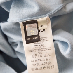 Pre Owned Fendi Powder Blue Cashmere Ruffled Elbow Patch Detail Turtleneck Pullover S