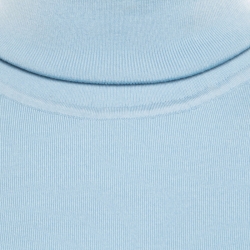 Pre Owned Fendi Powder Blue Cashmere Ruffled Elbow Patch Detail Turtleneck Pullover S